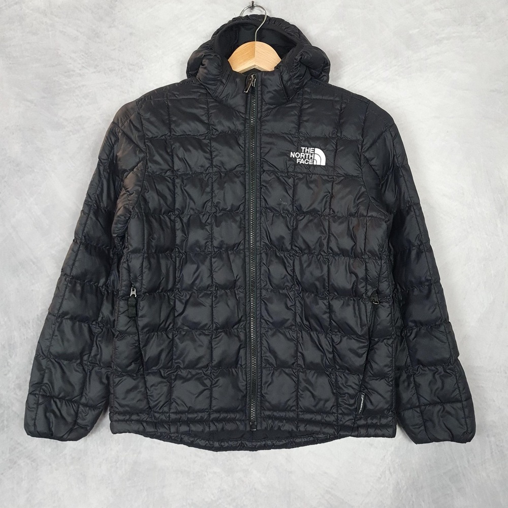 The North Face ThermoBall Eco Jacket Boys 12 Black Hooded Puffer Zip Lightweight